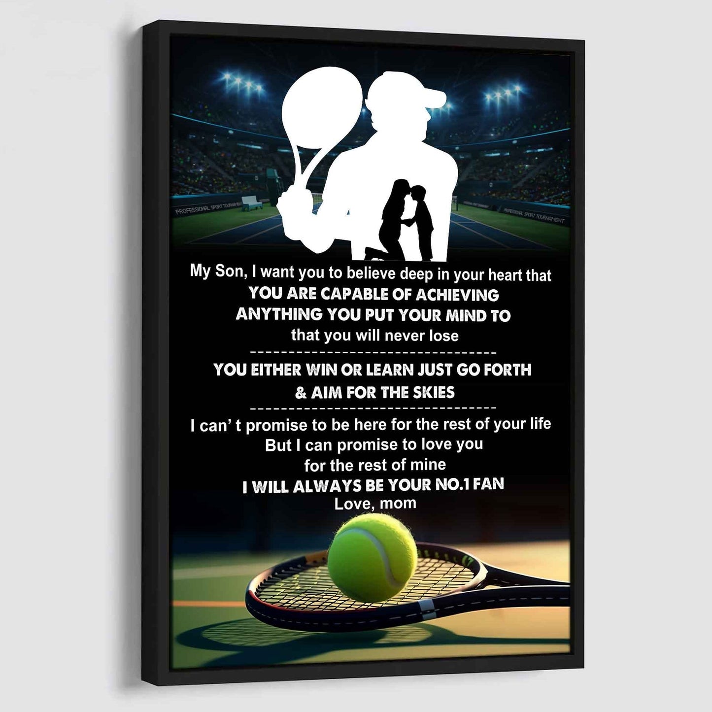 Baseball Poster Canvas Mom To Son - You Will Never Lose You Either Win Or Learn I Will Always Your No 1 Fan