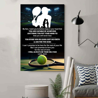 Sport Poster Canvas Mom To Son - You Will Never Lose You Either Win Or Learn I Will Always Your No 1 Fan