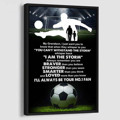 Sport Basketball Poster Canvas Granpa To Grandson - Whisper Back I Am The Storm I Will Always Your No 1 Fan