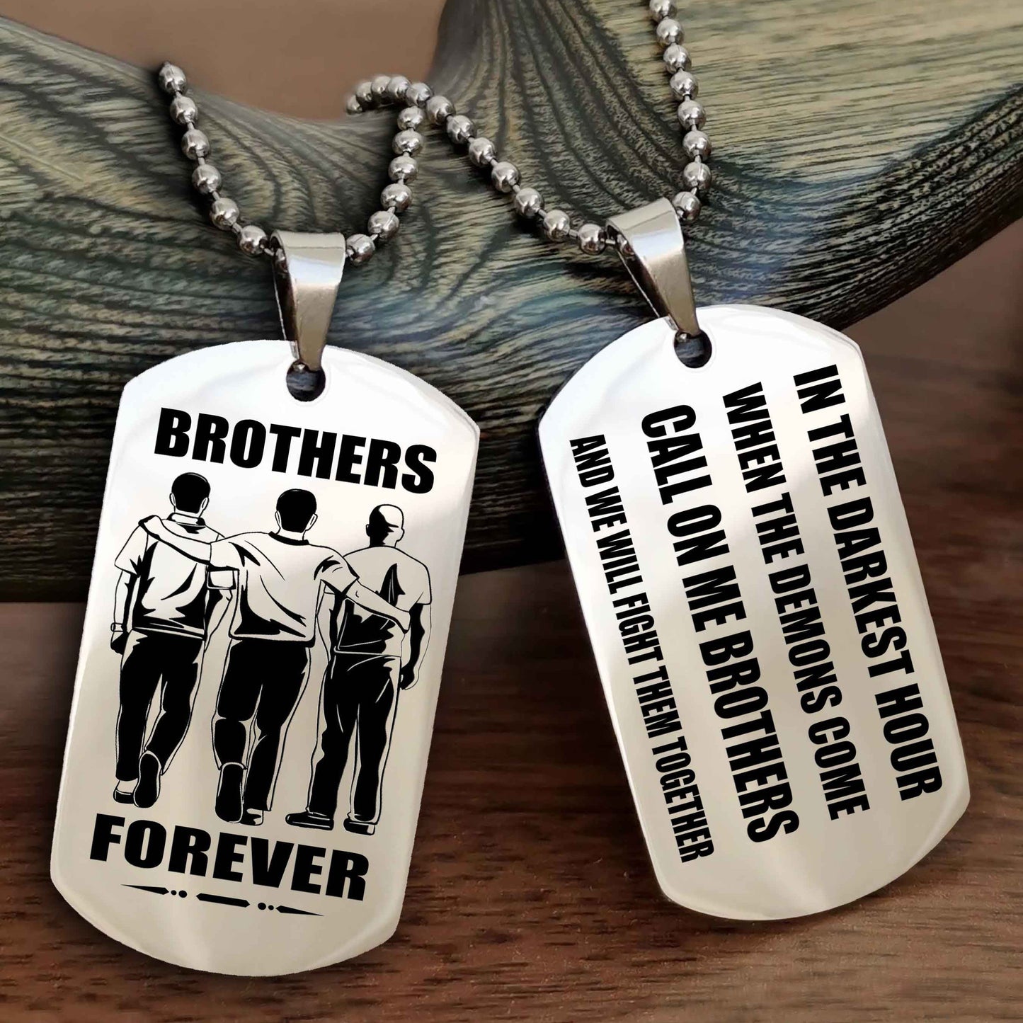 TWD Engraved Double Sided Dog Tag Call On Me Brother NAG Brothers Forever We Will Fight Them Together