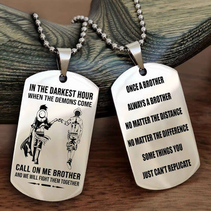 Customizable engraved dog tag double sided gift from brother Once A Brother Always A Brother