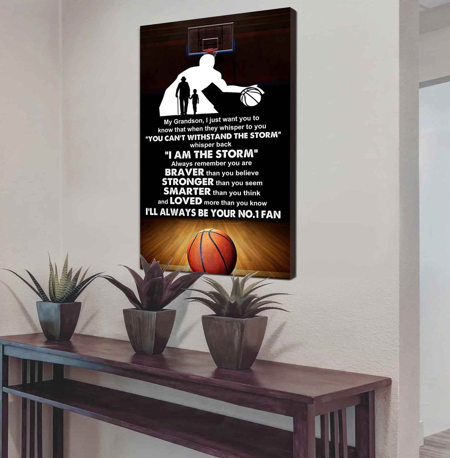 Baseball Poster Canvas Granpa To Grandson - Whisper Back I Am The Storm I Will Always Your No 1 Fan