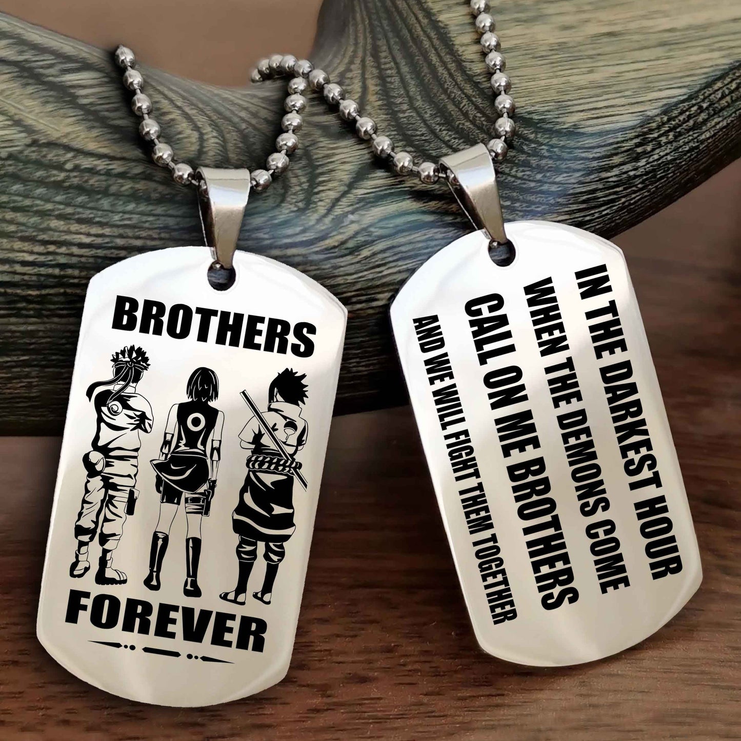 Viking Engraved Double Sided Dog Tag Call On Me Brother NAG Brothers Forever We Will Fight Them Together