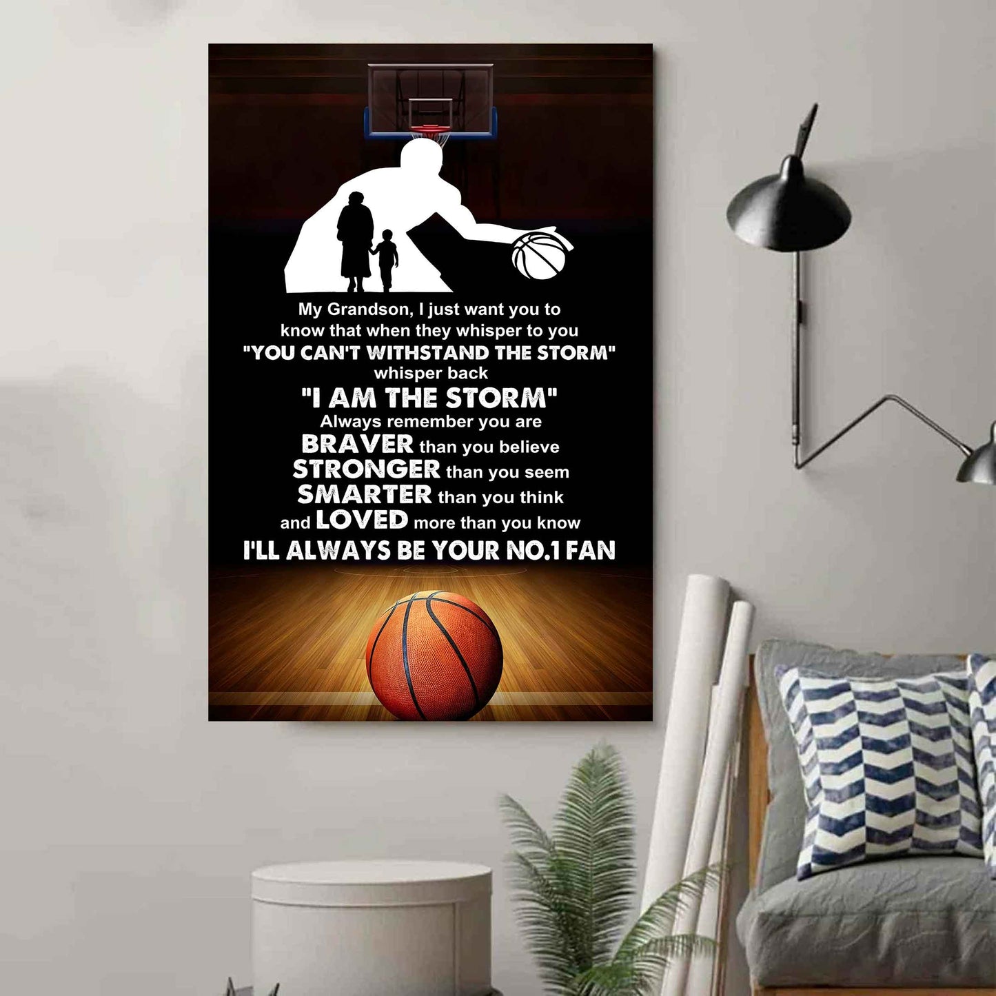 Tennis Poster Canvas Grandma To Grandson - Whisper Back I Am The Storm I Will Always Your No 1 Fan