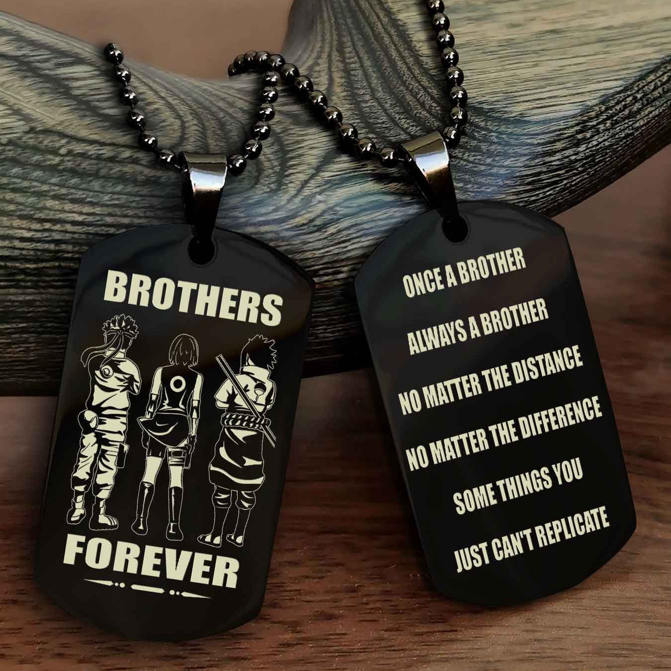 TWD Customizable engraved dog tag double sided gift from brother - Brother Forever Once A Brother Always A Brother