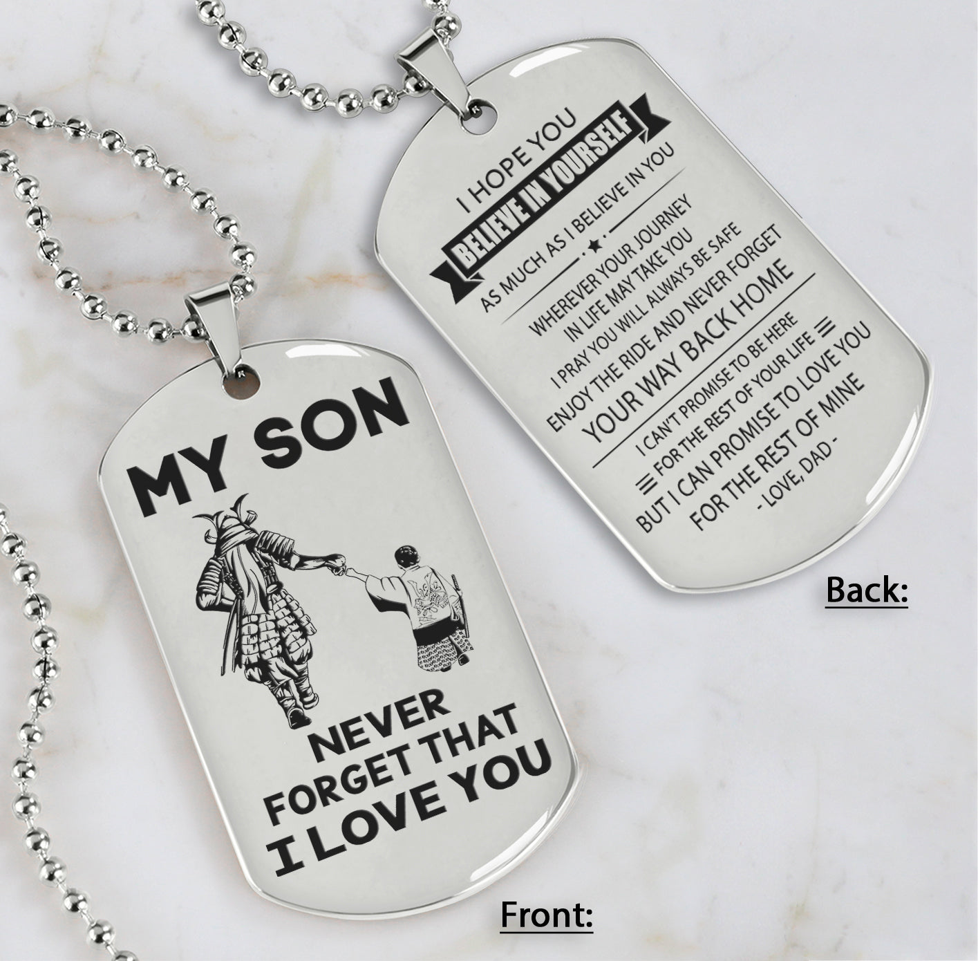 DRB Personalized Double Sided Dog Tag To My Son Never Forget That I Love You - Never Forget Your Way Back Home