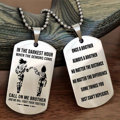 Customizable engraved dog tag double sided gift from brother Once A Brother Always A Brother