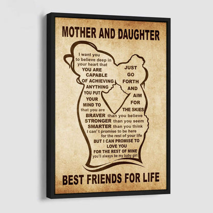 Personalized Family Poster Canvas Mother And Daughter Best Friend For Life Gift From Mom Gift For Your Daughter With Motivational Message