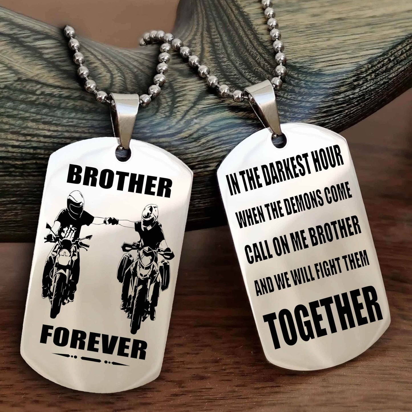 Biker Personalized Double Sided Dog Tag For My Brother - Call On Me Brother And We Will Fight Them Together Gift For Your Friend