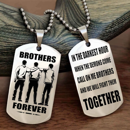 Biker Personalized Double Sided Dog Tag For My Brother - Call On Me Brother And We Will Fight Them Together Gift For Your Friend