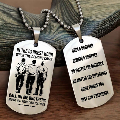 Cowboy Customizable engraved dog tag double sided gift from brother Once A Brother Always A Brother