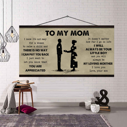 Family Poster Canvas To My Mom I Know It's Not Easy To Raise - I Will Always Be Your Little Boy