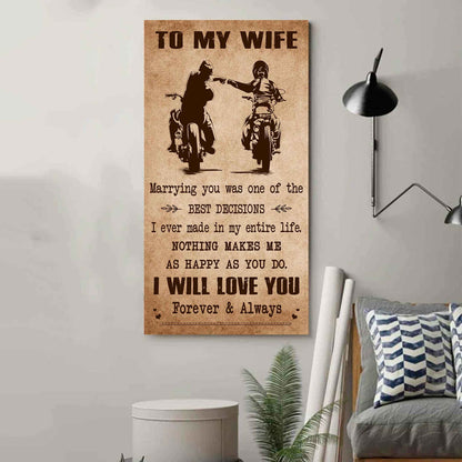 Family Poster Canvas To My Wife Marrying You Was One Of The Best Decisions - I Will Love You Forever And Always Gift For Your Wife