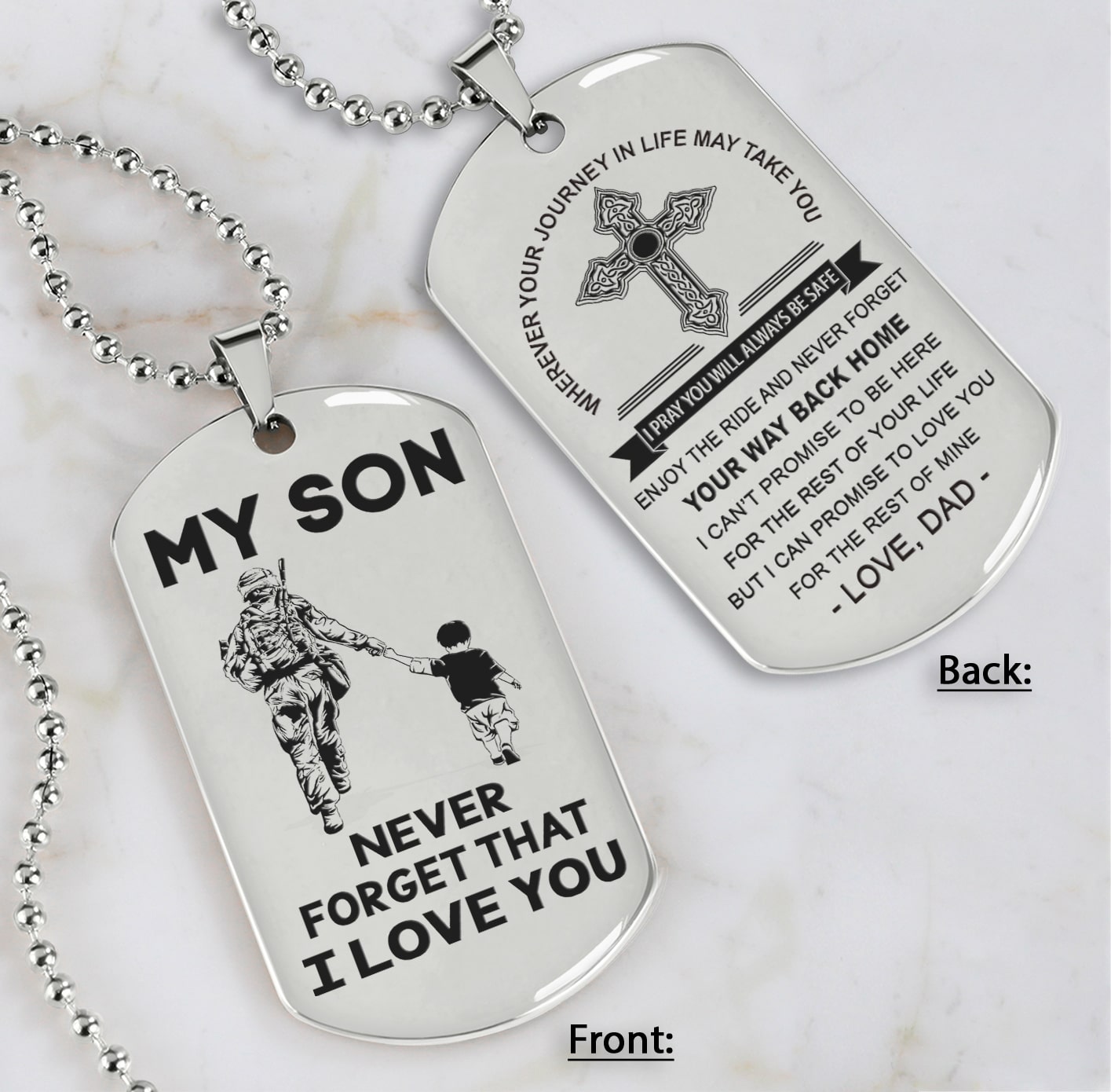 Samurai customizable engraved dog tag, gifts from dad mom to son- Be the nice kid