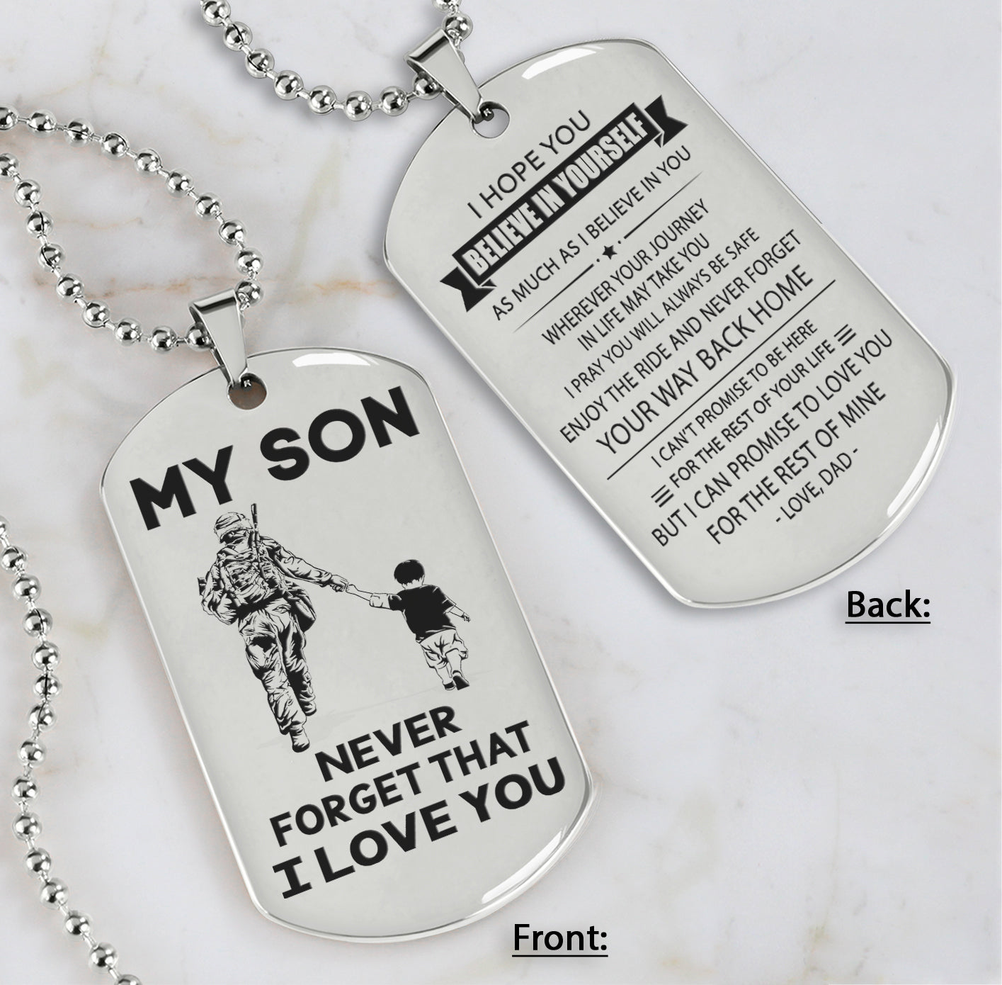 DRB Personalized Double Sided Dog Tag To My Son Never Forget That I Love You - Never Forget Your Way Back Home