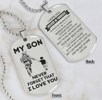DRB Personalized Double Sided Dog Tag To My Son Never Forget That I Love You - Never Forget Your Way Back Home