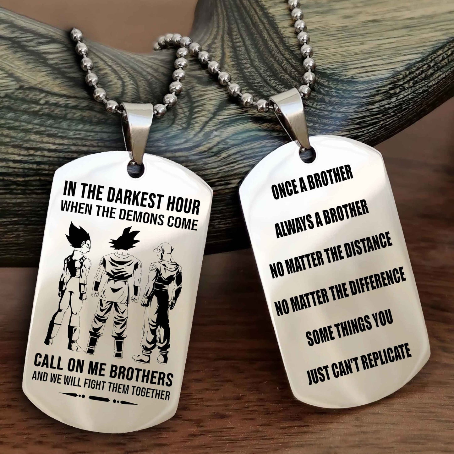Customizable engraved dog tag double sided gift from brother Once A Brother Always A Brother