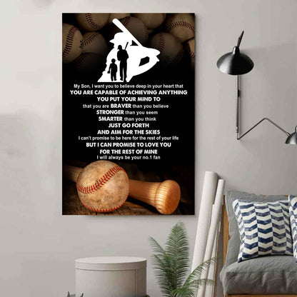 Baseball Poster Canvas Dad To Son - That You Are Braver Than You Believe You Are Capable Of I Will Always Your No 1 Fan