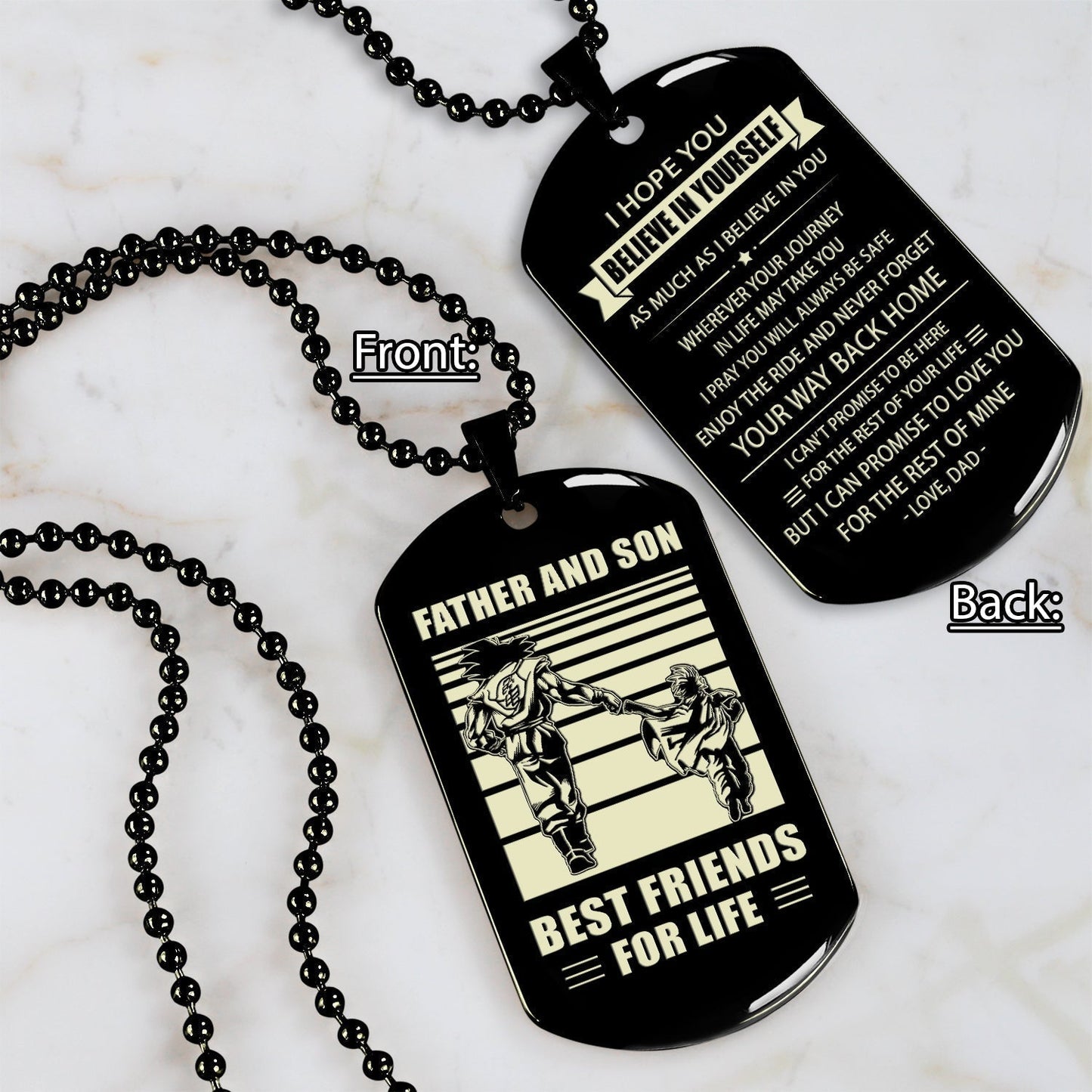 NVL Personalized Double Sided Dog Tag Father And Son Best Friends For Life - Message on the back side