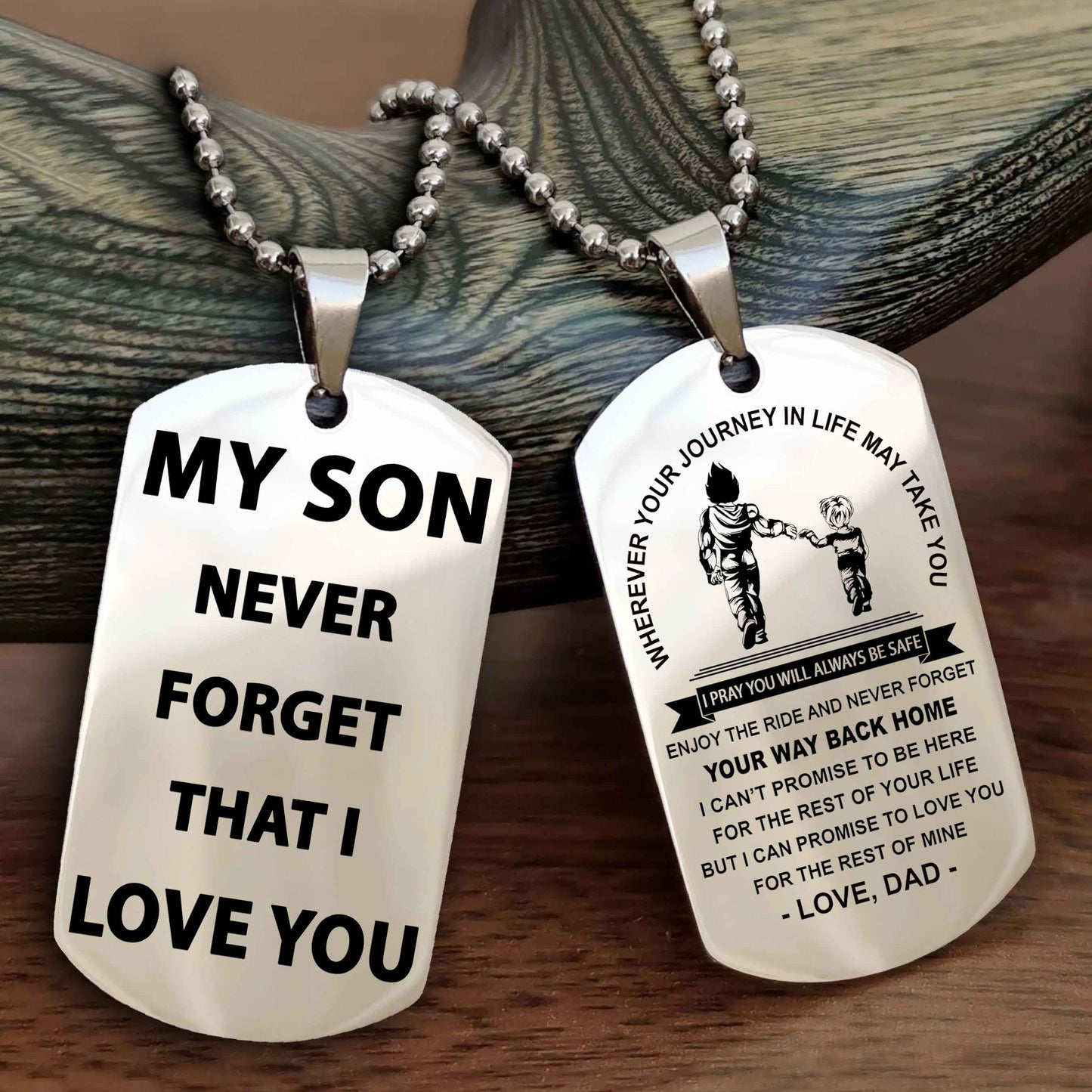 Family Double Sided Dog Tag To My Son Never Forget That I Love You - Gift For Son Never Forget Your Way Back Home