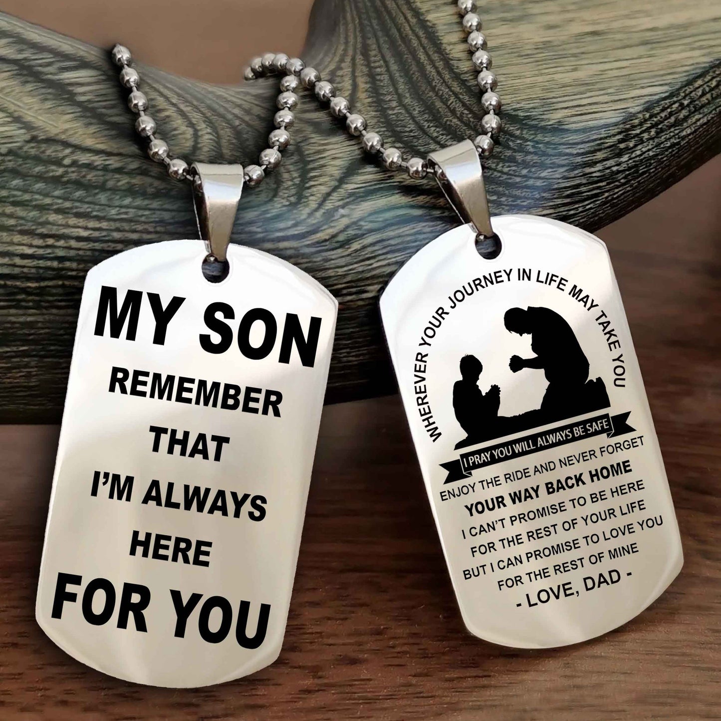 DRB Double Sided Dog Tag My Son Remember That I'm Always Here For You - Enjoy The Ride And Never Forget Your Way Back Home