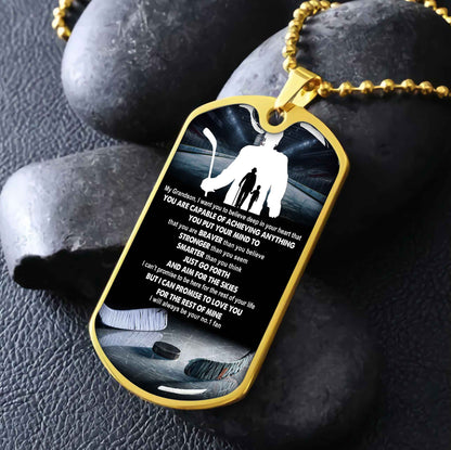 Sport Military Chain 18K Gold Plated Silver Plated To My Grandson From Grandpa Motivation Message I Will Always Be Your No 1 Fan