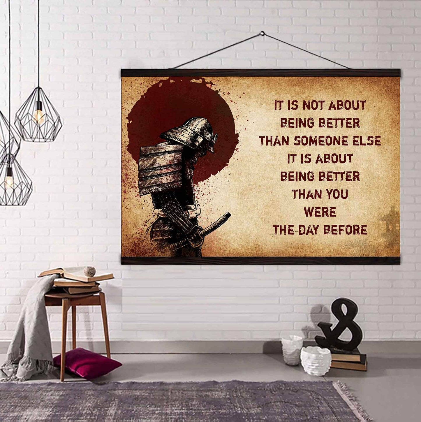 Knight Templar Poster Canvas It's Not About Being Better Than Someone Else Best Gifts Motivation Quotes