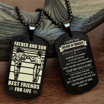 Viking Personalized Double Sided Dog Tag Silver To My Son I Love You - Enjoy The Ride And Never Forget Your Way Back Home From