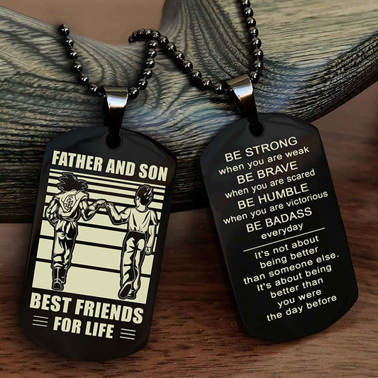 Cowboy Personalized Double Sided Dog Tag To My Son I Love You - Be Strong When You Are Weak Gift From Dad To Son