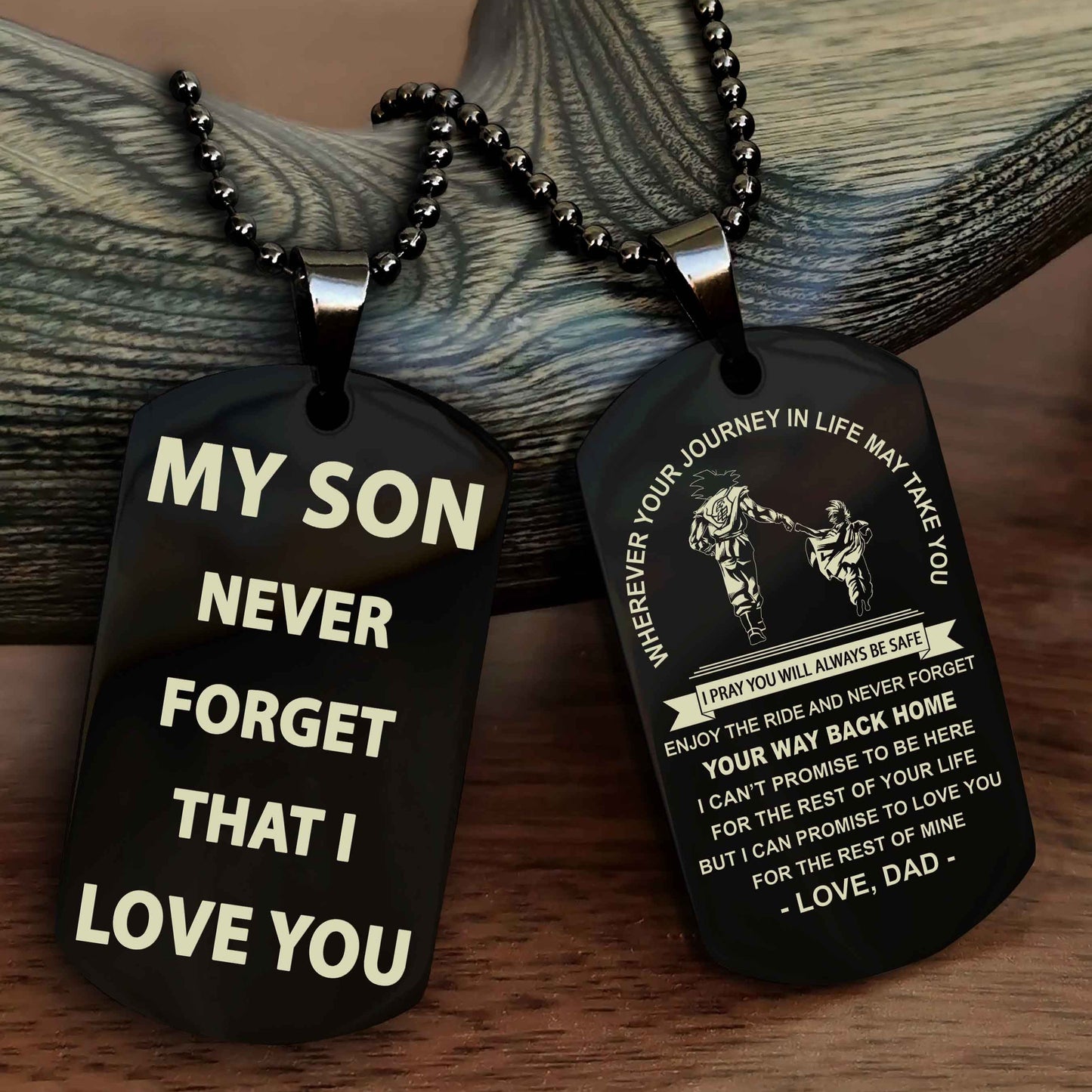 DRB Double Sided Dog Tag To My Son Never Forget That I Love You - Gift For Son Never Forget Your Way Back Home