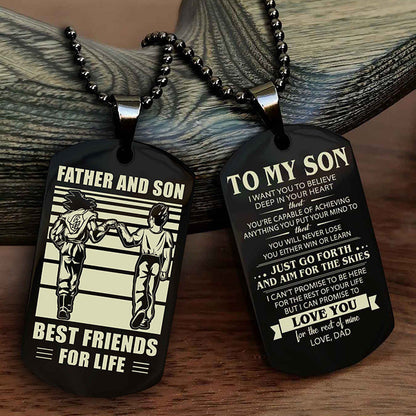 DRB Double Sided Dog Tag Father And Son Best Friend For Life - Gift For Son Just Go Forth And Aim For The Skies
