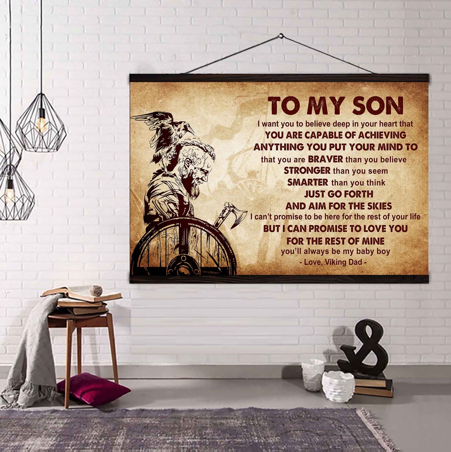 New Version Warrior Poster Canvas Just Go Forth And Aim For The Skies From Dad To Son Gift For Your Son Motivational Quotes