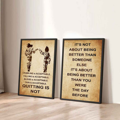 Combo 2 DRB Poster Canvas Quitting Is Not - It's Not About Being Better Than Someone Else It's About Being Better Than You Were The Day Before