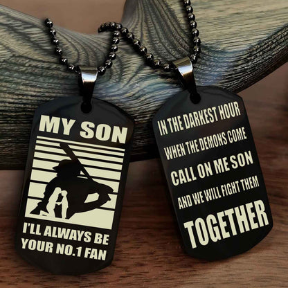 Sport Personalized Double Sided Dog Tag I Will Always Be Your No 1 Fan - Call On Me Son From Dad And Mom