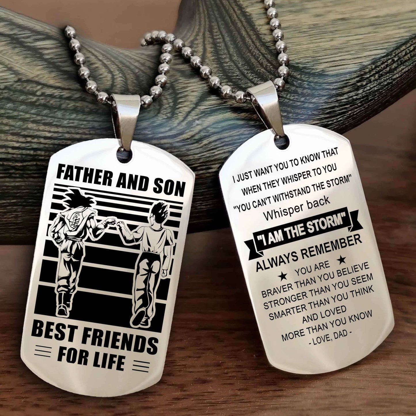 Viking Personalized Double Sided Dog Tag Silver To My Son I Love You - Whisper Back I'm The Storm