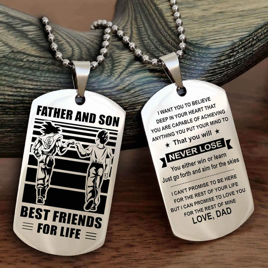 Viking Personalized Double Sided Dog Tag Silver To My Son I Love You - You Will Never Lose You Either Win Or Learn From Dad To Son