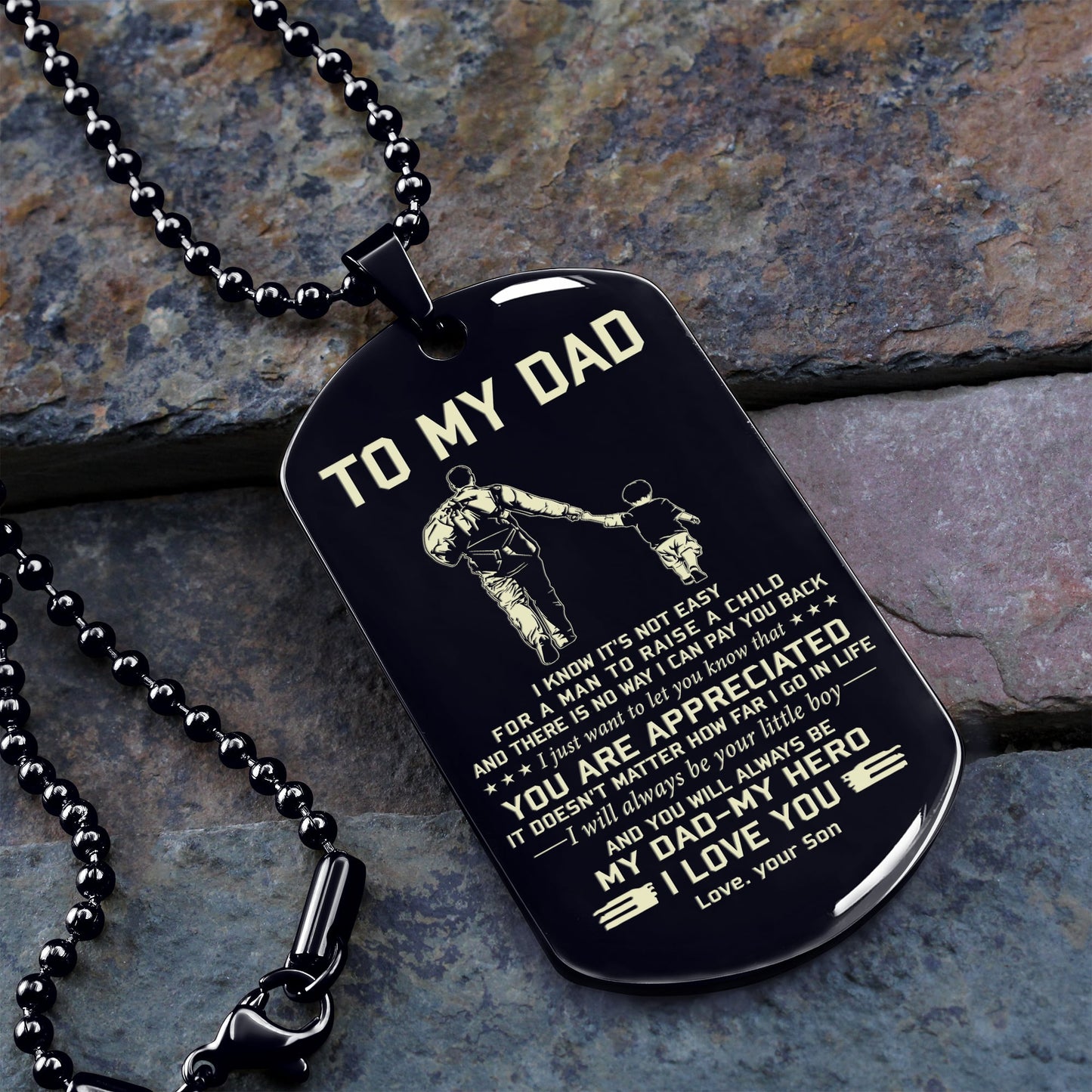 To My Dad One Side Engrave Dog Tag Gift For Your Dad Your Father