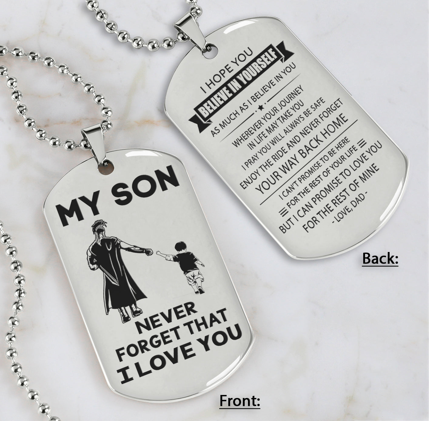 DRB Personalized Double Sided Dog Tag To My Son Never Forget That I Love You - Never Forget Your Way Back Home