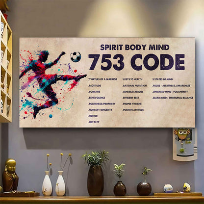 Water Color Tennis Poster Canvas 7 5 3 Code Motivation Quotes