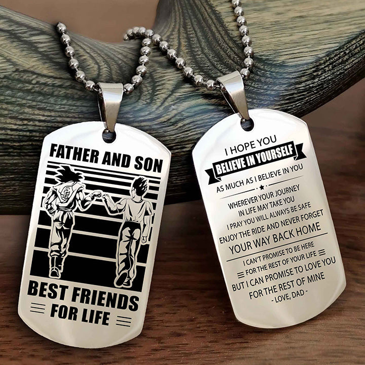 Viking Personalized Double Sided Dog Tag Silver To My Son I Love You - Enjoy The Ride And Never Forget Your Way Back Home From