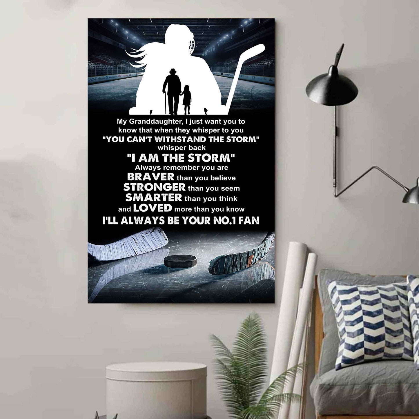 Baketball Poster Canvas Grandpa To Granddaughter - Whisper Back I Am The Storm I Will Always Your No 1 Fan