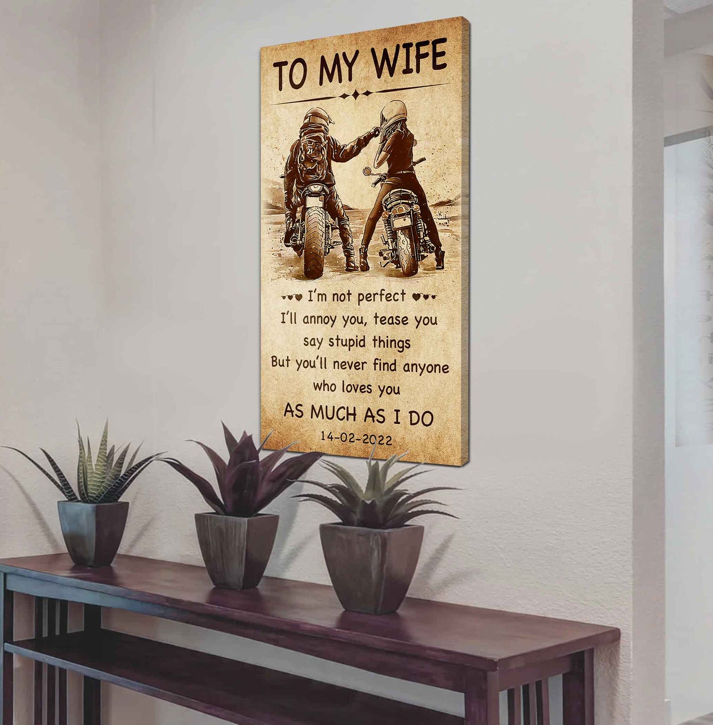Biker Poster Canvas To My Wife - I Am Not Perfect