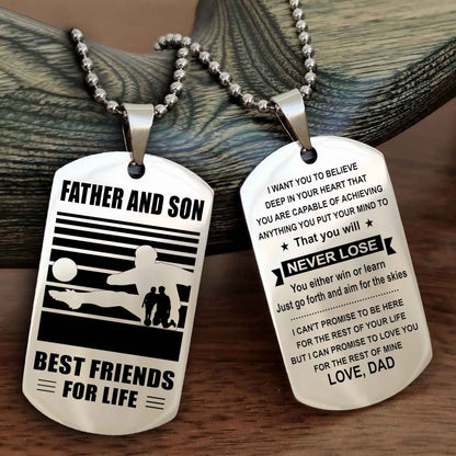 Sport Personalized Double Sided Dog Tag Father And Son Best Friend For Life - You Will Never Lose You Either Win Or Learn