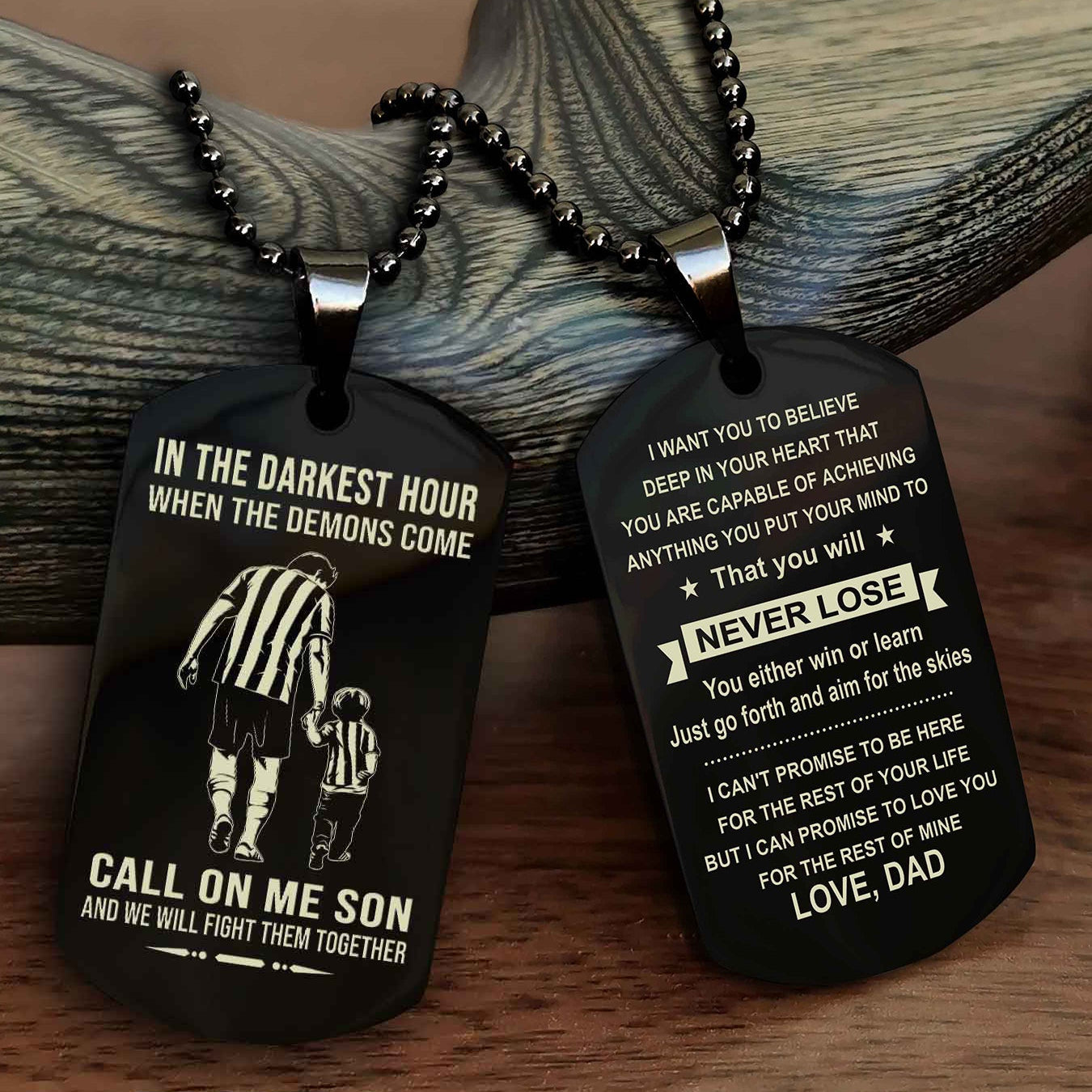 DRB Double Sided Dog Tag Call On Me Son - Gift For Son From Dad You Will Never Lose You Either Win Or Learn