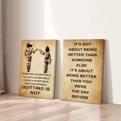 Combo 2 DRB Poster Canvas Quitting Is Not - It's Not About Being Better Than Someone Else It's About Being Better Than You Were The Day Before