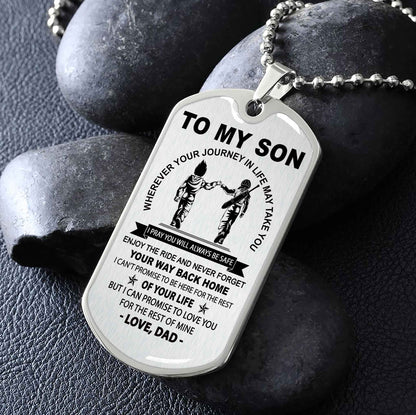 DRB Military Chain 18K Gold Plated Silver Plated To My Son Never Forget Your Way Back Home