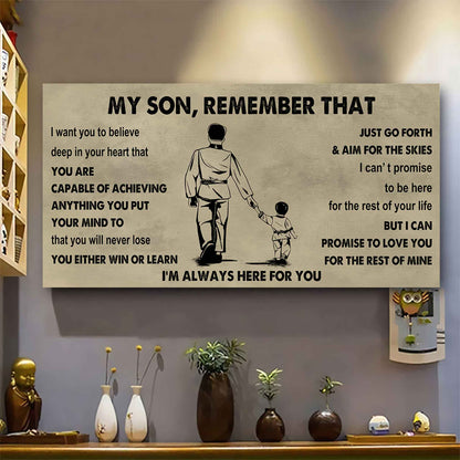 Personalized Sport Poster Canvas -  My Son Remember That You Will Never Lose You Either Win Or Learn