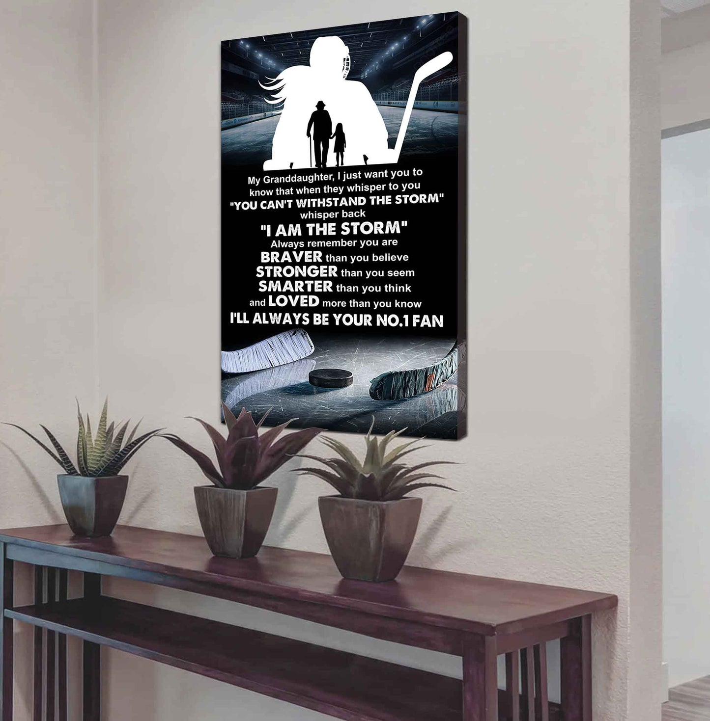 Baketball Poster Canvas Grandpa To Granddaughter - Whisper Back I Am The Storm I Will Always Your No 1 Fan