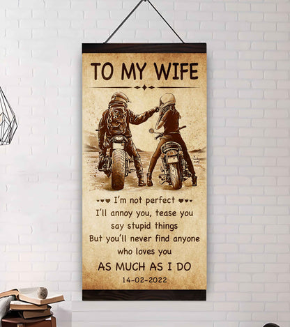 Biker Poster Canvas To My Wife - I Am Not Perfect
