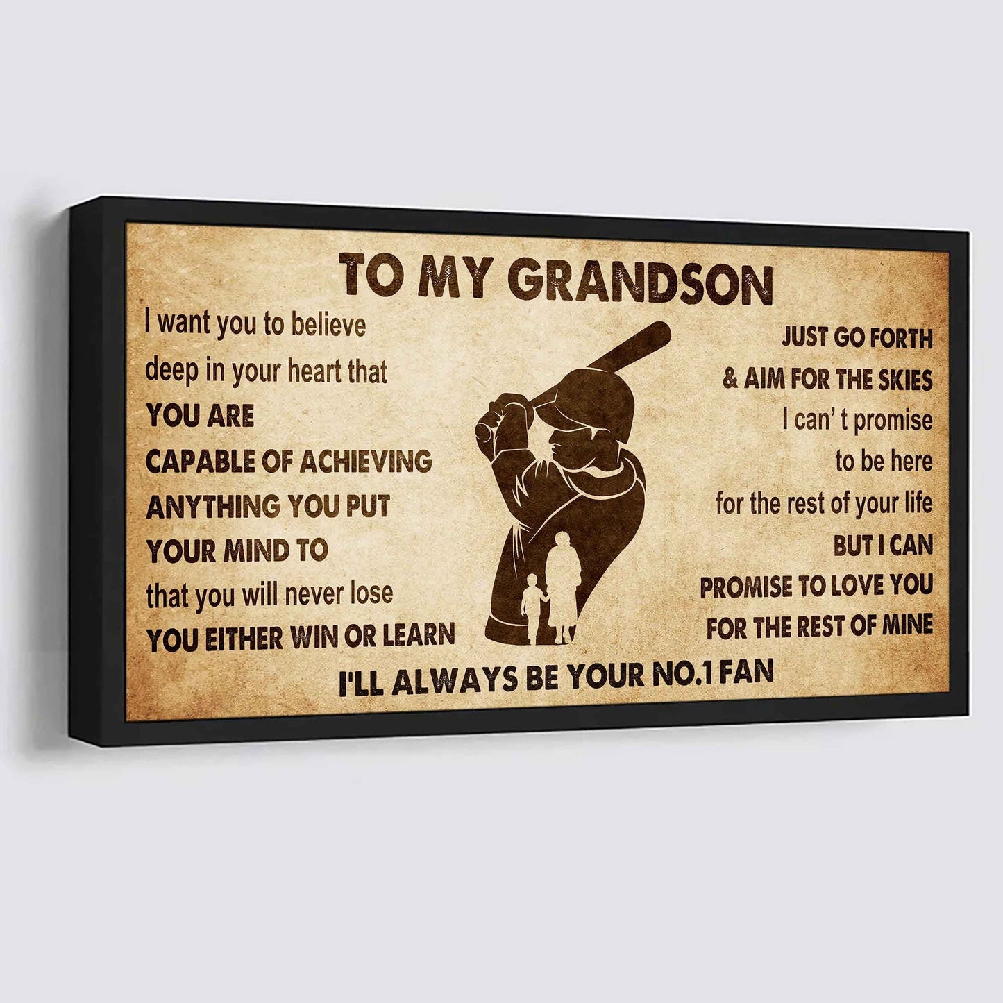 Personalized Sport Poster Canvas I'll Be Your No 1 Fan Grandma To Grandson - You Will Never Lose You Either Win Or Learn